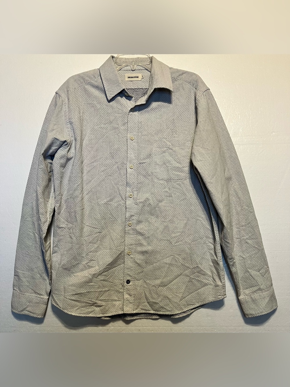 Taylor Stitch Light Gray Micro-Pattern Dress Shirt sz44
